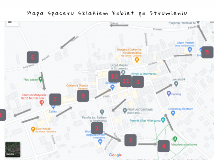 Mapa z przebiegiem trasy spaceru